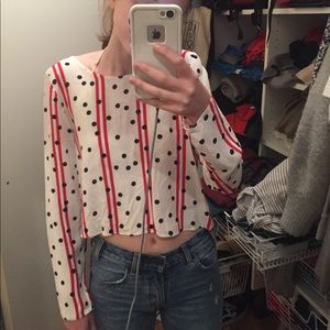 red, white & blue zara blouse with open back